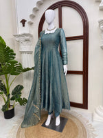 Gown with Pent &amp; Dupatta Set – Elegant Ethnic Wear with Foil Work