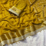 VIRAL- 2Fancy Chiffon Saree Ghungroo Hand Work Moti Lace with Blouse
