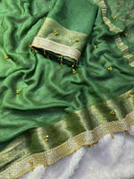 VIRAL- 2Fancy Chiffon Saree Ghungroo Hand Work Moti Lace with Blouse