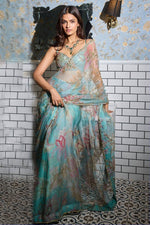 Digital Print and Real Mirror, Sequence Figure Work Saree