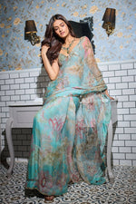 Digital Print and Real Mirror, Sequence Figure Work Saree