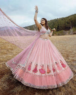 Navratri SpecialPremium Star Georgette Lehenga with Digital Print &amp; Real Mirror Work