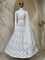 White Floral Embroidered Lehenga Choli with Dupatta for Women Wedding Wear