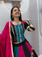Navratri Multicolor Chaniya Choli Pink Purple Gota Patti Mirror Work Garba