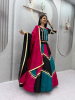 Navratri Multicolor Chaniya Choli Pink Purple Gota Patti Mirror Work Garba