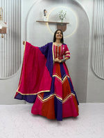 Navratri Multicolor Chaniya Choli Pink Purple Gota Patti Mirror Work Garba