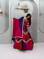 Navratri Multicolor Chaniya Choli Pink Purple Gota Patti Mirror Work Garba