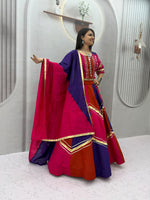 Navratri Multicolor Chaniya Choli Pink Purple Gota Patti Mirror Work Garba