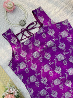 Purple Embroidered Kurti Sharara Suit Set with Dupatta for Women Wedding Wear