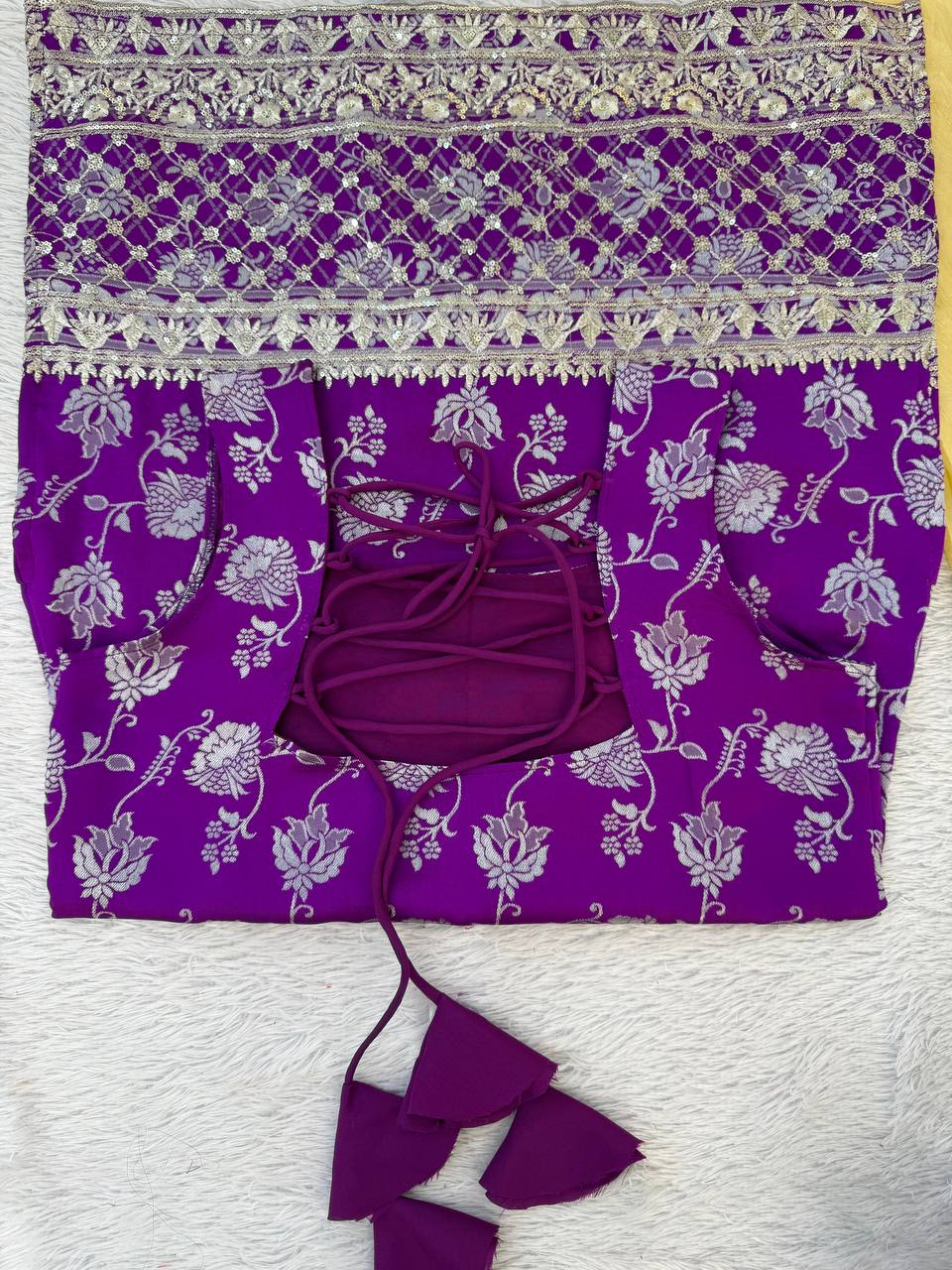 Purple Embroidered Kurti Sharara Suit Set with Dupatta for Women Wedding Wear