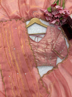 Fendy Silk Saree Sea Green & Peach Pink Scalloped Border Party Wear for Women