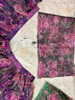Wine Purple Floral PrintTabby Silk Lehenga Choli Sequins Work Dupatta Wedding
