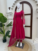 Faux Georgette Anarkali Gown with Pant Dupatta Thread Sequence Work Party Wear