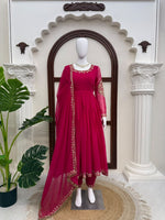 Faux Georgette Anarkali Gown with Pant Dupatta Thread Sequence Work Party Wear