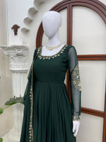 Faux Georgette Anarkali Gown with Pant Dupatta Thread Sequence Work Party Wear