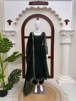 Faux Georgette Anarkali Gown with Pant Dupatta Thread Sequence Work Party Wear