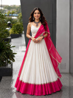 Navratri Cotton Chaniya Choli Mirror Work Lace Fully Stitched Garba Lehenga