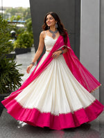 Navratri Cotton Chaniya Choli Mirror Work Lace Fully Stitched Garba Lehenga