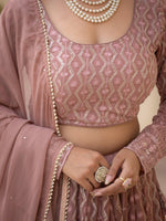 Rosy Brown Faux Georgette Lehenga Choli Thread Zari Sequence Work Semi Stitched