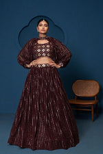 Black Georgette Lehenga Choli Sequins Zari Work Choker Sleeves Semi Stitched