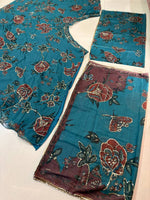Teal Blue Floral Digital Print Georgette Lehenga Choli Sequins Work Semi Stitched