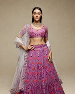 Purple Butterfly Net Lehenga Choli with Dupatta | Sequins Embroidery Semi-Stitched Party Wear
