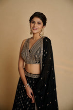 Black Georgette Lehenga Choli with Dupatta | Zari Sequins Embroidery Semi-Stitched Party Wear