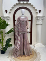 Salsa Silk Top Sharara Dupatta Set Thread Sequence Work Fully Stitched Women