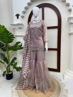 Salsa Silk Top Sharara Dupatta Set Thread Sequence Work Fully Stitched Women
