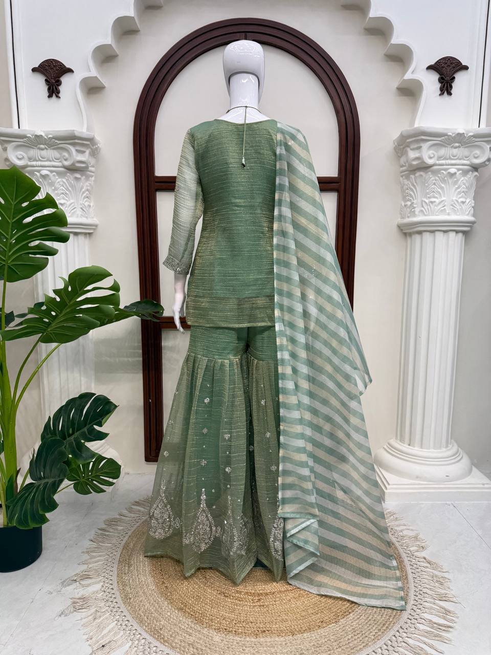 Salsa Silk Top Sharara Dupatta Set Thread Sequence Work Fully Stitched Women