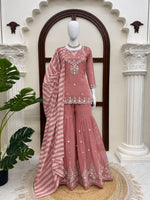 Salsa Silk Top Sharara Dupatta Set Thread Sequence Work Fully Stitched Women