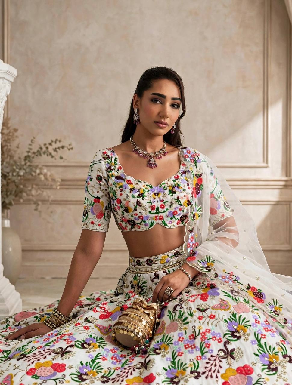 Premium Masti Silk Embroidered Flared Lehenga Choli Set