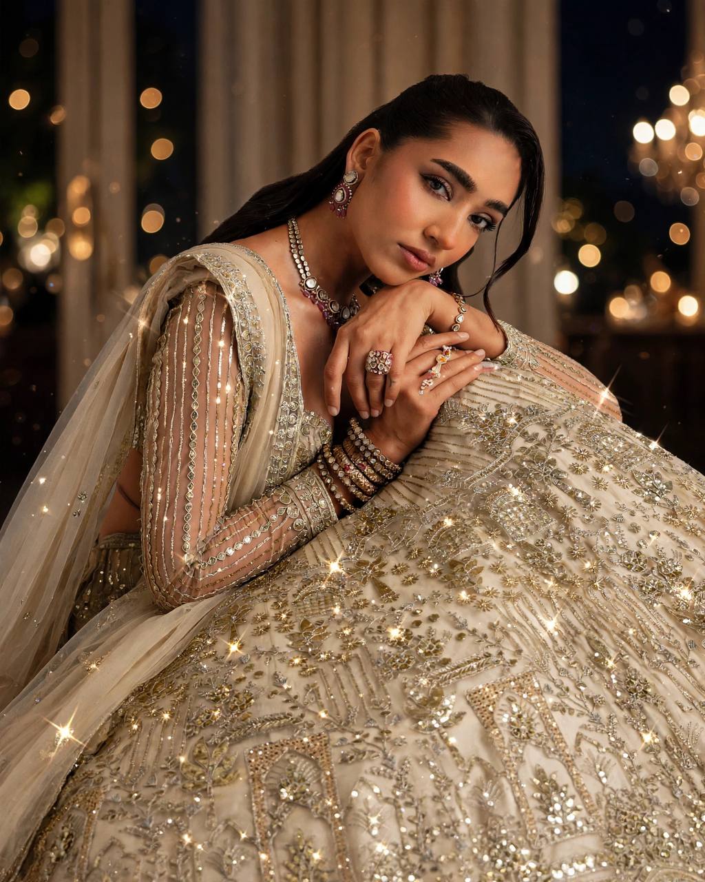 Premium Soft Net Sequins Flared Lehenga Choli Dupatta Set