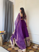 Purple Faux Georgette Embroidered Lehenga Choli Dupatta