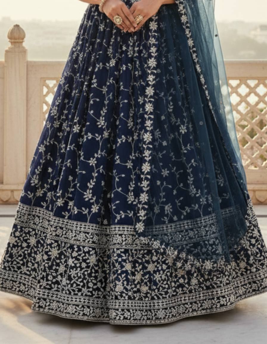 Georgette Embroidered Lehenga Choli with Net Dupatta Set