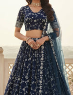 Georgette Embroidered Lehenga Choli with Net Dupatta Set
