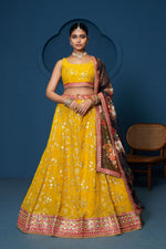 Georgette Embroidered Lehenga Choli with Dupatta Set