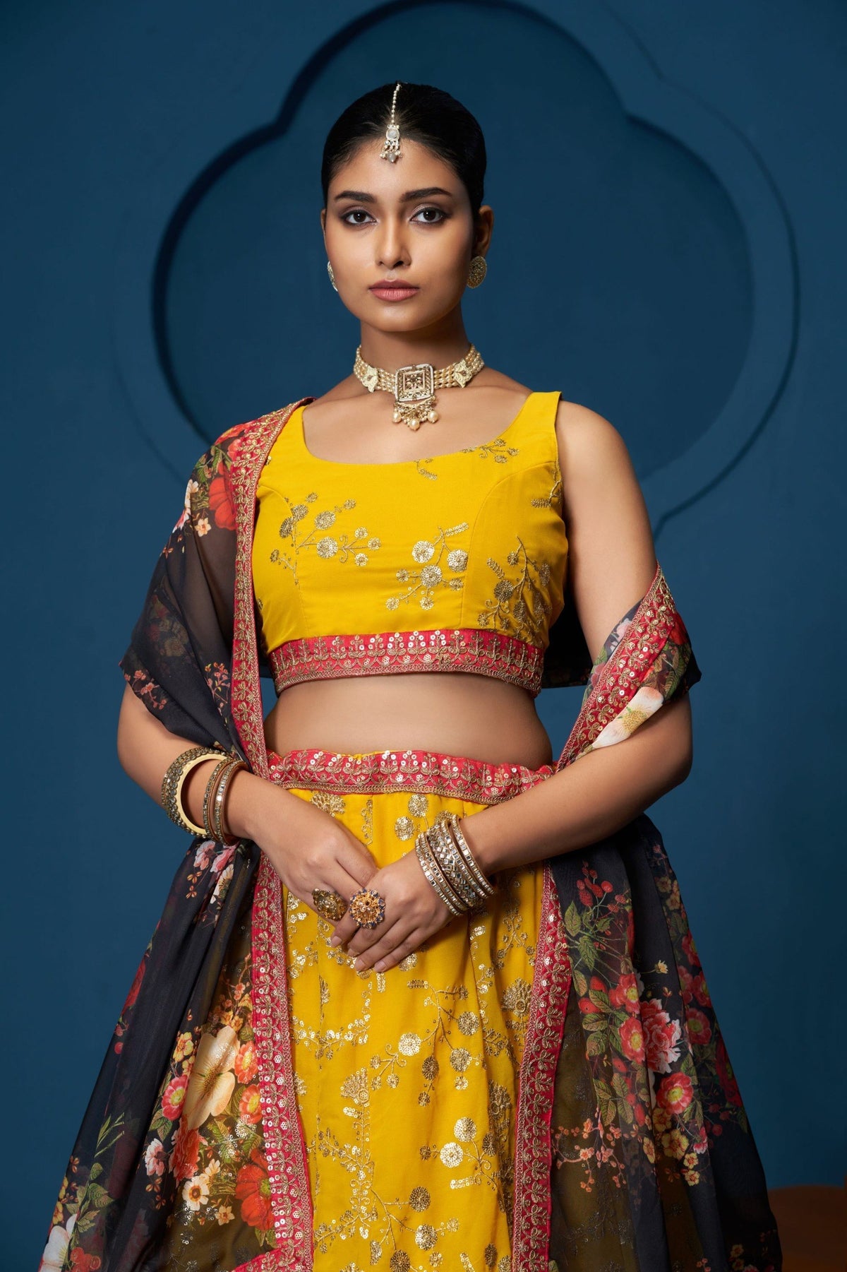 Georgette Embroidered Lehenga Choli with Dupatta Set