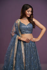 Net Real Mirror Work Lehenga Choli with Dupatta Set