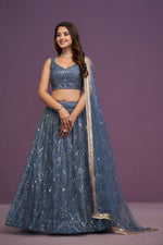 Net Real Mirror Work Lehenga Choli with Dupatta Set