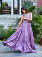 Lavender Vichitra Lehenga Choli with Embroidery Koti Set