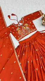 Orange Color Designer Silk Embroidered Lehenga Choli