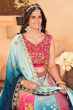 Multi Color ChinonLehenga CholiFor Wedding Look