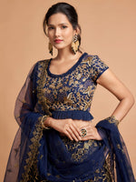Navy Blue Sequins Embroidered Lehenga Choli
