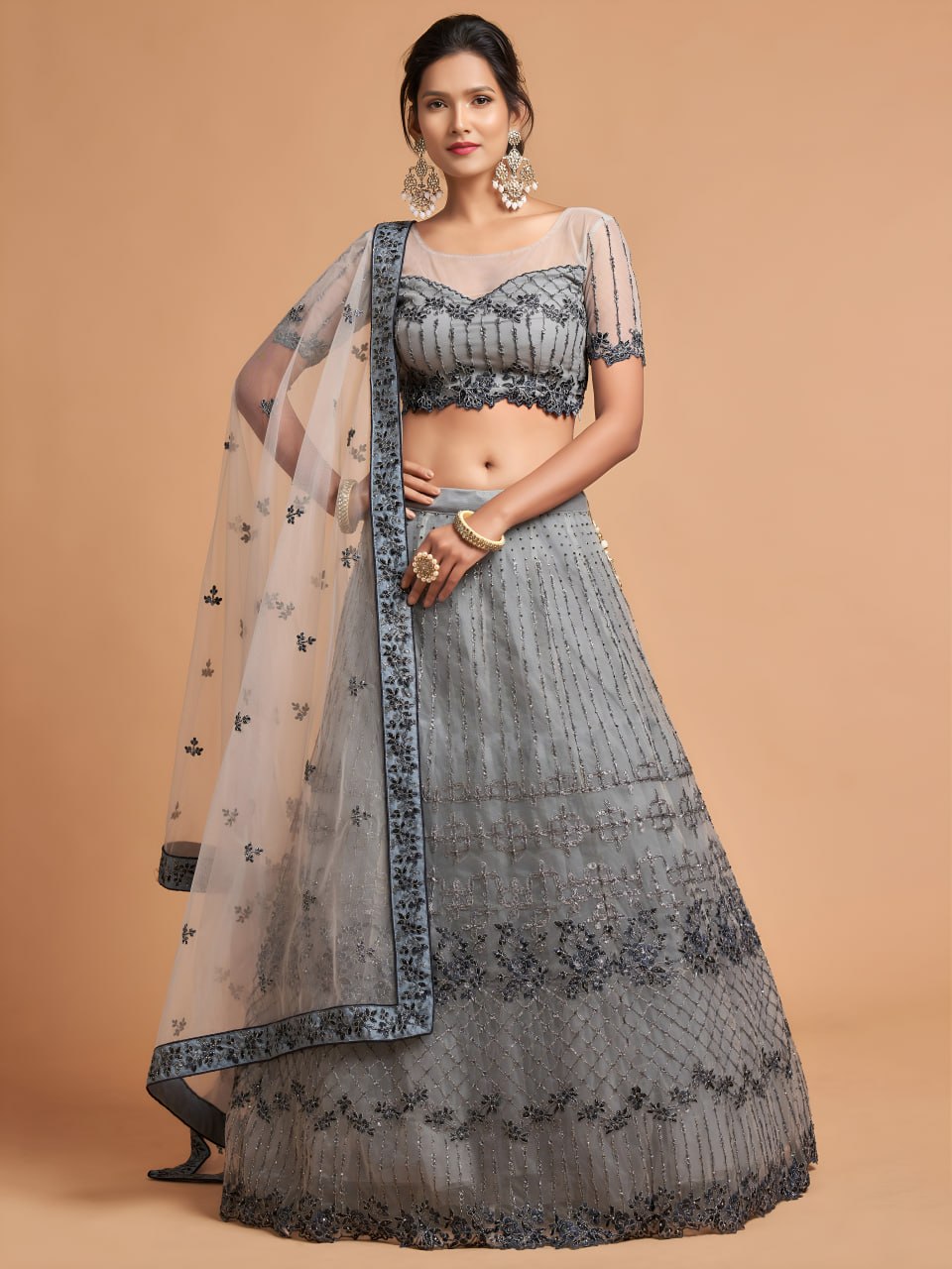 Buy Trendy Gray Lehenga Choli Online in India