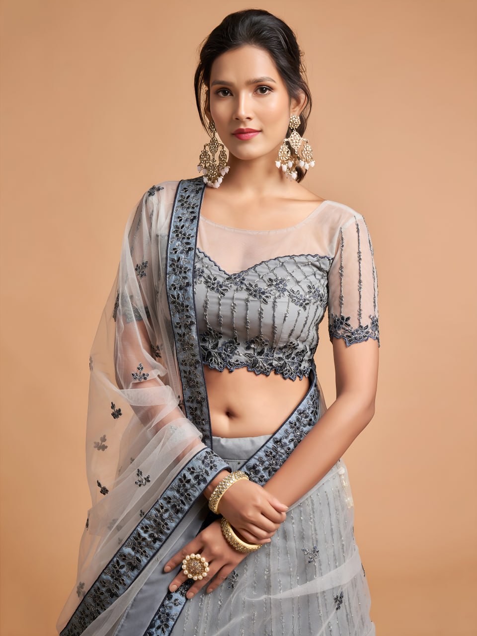 Buy Trendy Gray Lehenga Choli Online in India