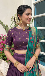 Beautiful Purple Color Tusser Silk Lehenga Choli
