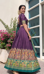 Beautiful Purple Color Tusser Silk Lehenga Choli