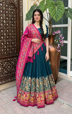 Beautiful Navy Blue Color Tusser Silk Lehenga Choli