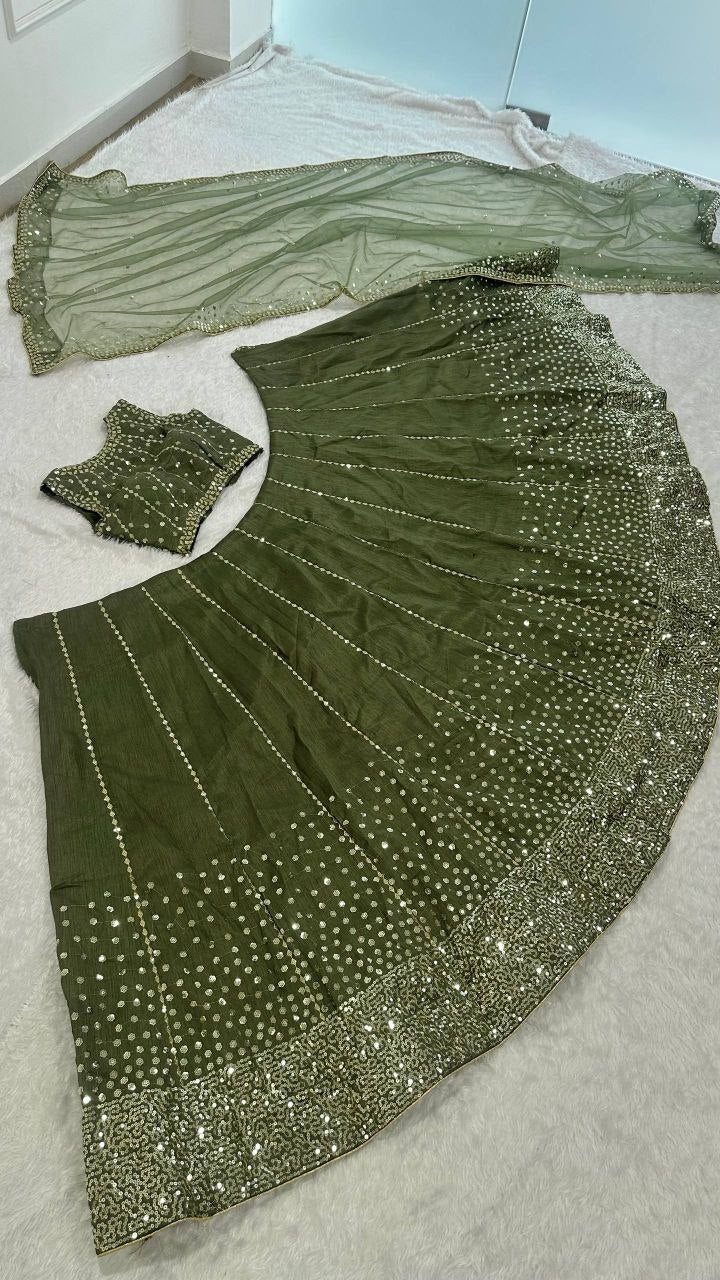 Trending Green Color Lehenga Choli For Wedding